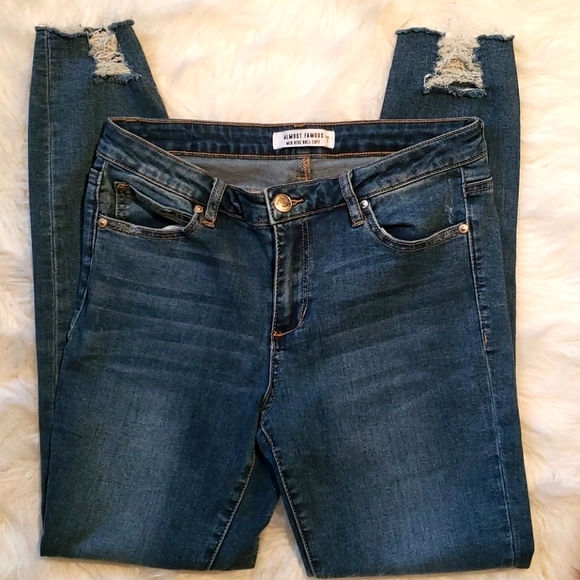 Almost Famous Denim - Distressed cuff ankle Skinny Jeans size 9